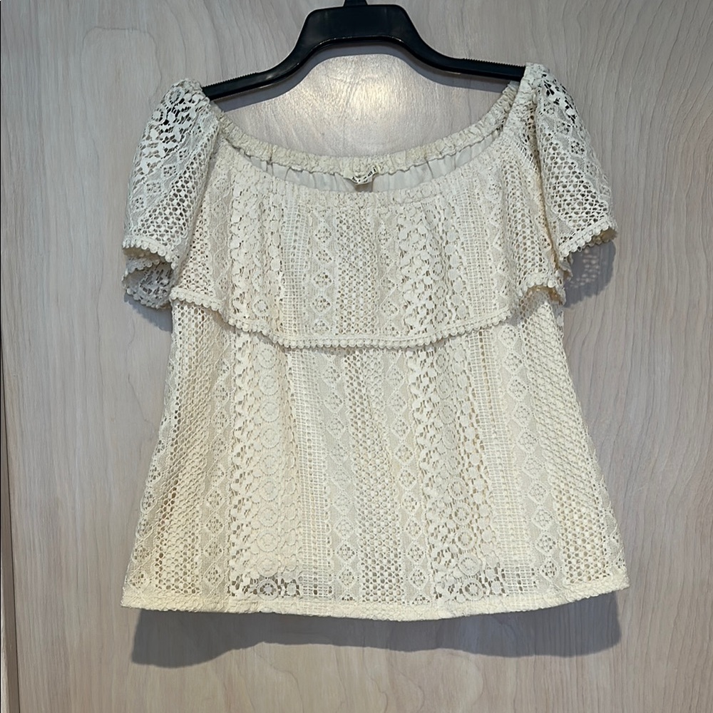 Miami Elegant Cream Lace Off-Shoulder Top